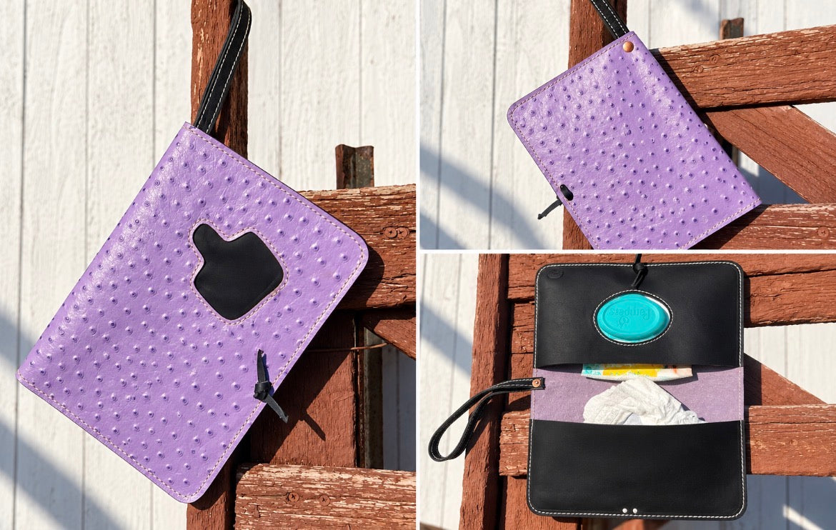 Cow tag diaper clutch