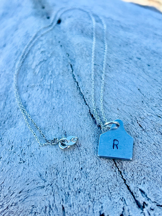 Personalized cow tag necklace