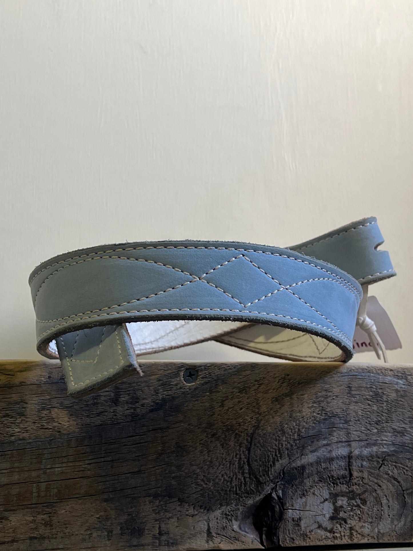 Baby blue white gunslinger stitch belt 30"